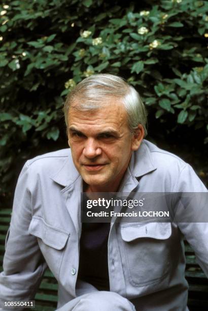 The close-up of Milan Kundera, NB 186204, in Paris, France on August 02nd, 1984