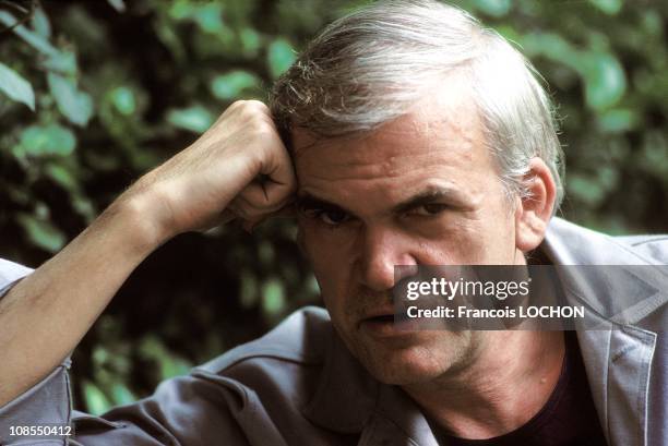 The close-up of Milan Kundera, NB 186204, in Paris, France on August 02nd, 1984