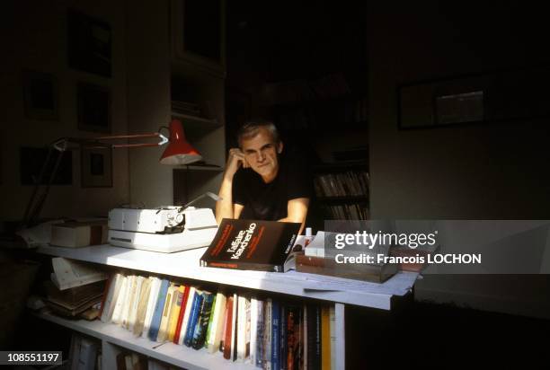 The close-up of Milan Kundera, NB 186204, in Paris, France on August 02nd, 1984