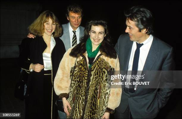 Nathalie Baye, Johnny Hallyday, Valerie Kaprisky, Alain Delon in Paris, France on February 15th , 1984.