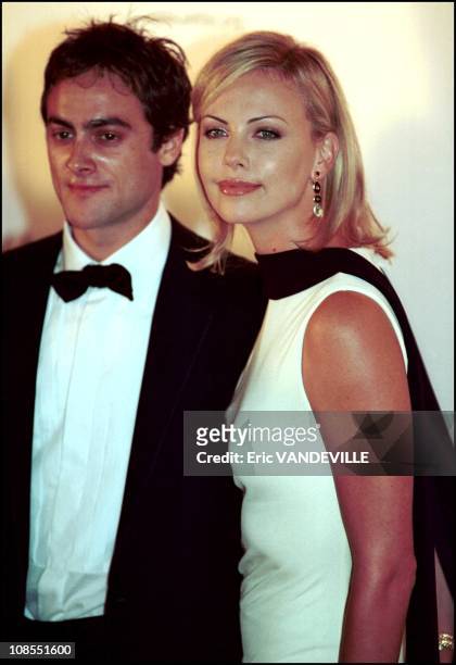 Charlize Theron and boy friend Stuart Townsend in Venice, Italy on August 31st, 2001.