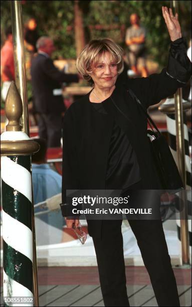 French actress Jeanne Moreau arrives in Venice to present the movie by Josee Dayan "This love" in which she plays french writer Marguerite Duras at...