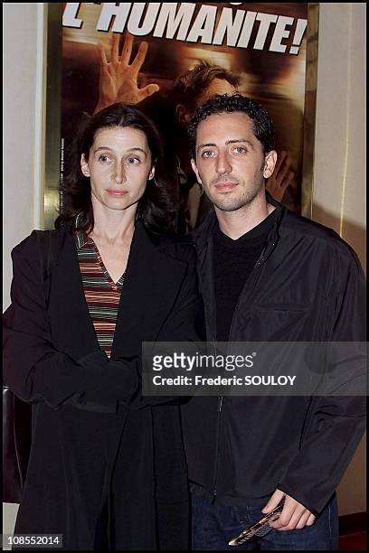 Anne Brochet and Gad Elmaleh in Paris in France on October 15th, 2001.