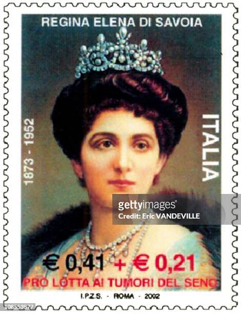 Princesses Marina and Maria Gabriella of Savoy were in Rome for the presentation of a stamp bearing the portrait of Queen Elena, who died 50 years...