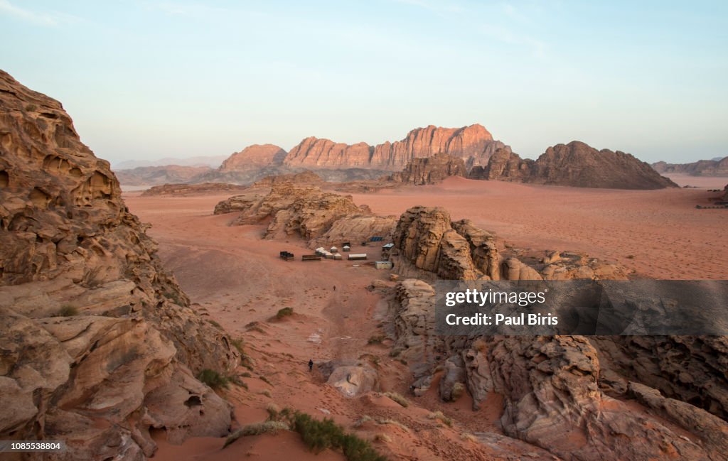 Sunrise time rocks in Wadi Rum desert (The Valley of the Moon). Jordan, Middle East