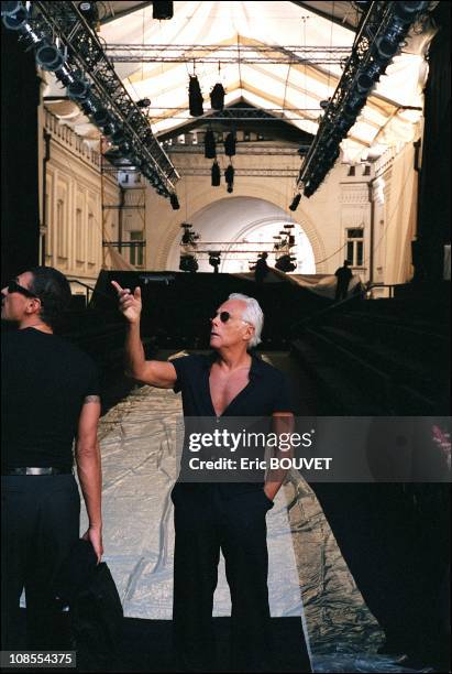 Giorgio Armani in Moscow, Russia in June, 2002.