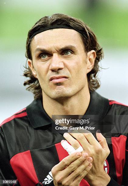 Paolo Maldini of AC Milan pictured before the UEFA Champions League match against Leeds United at the San Siro in Milan, Italy. The match was drawn...