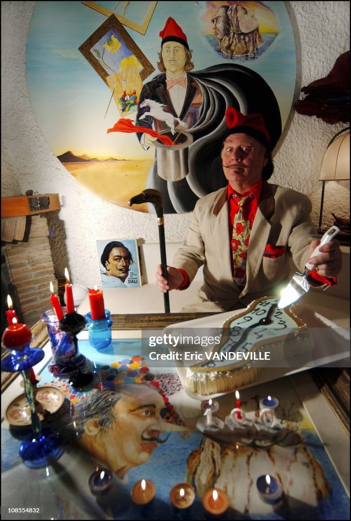 Jose Van Roy Dali celebrates the 100th anniversary of his illustrious father Salvador (May 11, 1904) in his surrealistic Rome home in Rome, Italy on April 22nd, 2004.