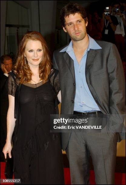 Julianne Moore and her husband in Venice, Italy on September 02nd, 2002.