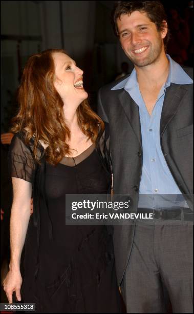 Julianne Moore and her husband in Venice, Italy on September 02nd, 2002.
