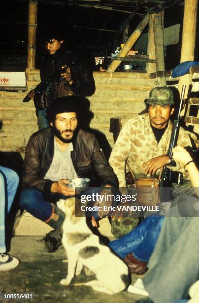 Left: Carlos Pizzaro, leader of the M19 in Colombia in February , 1988.