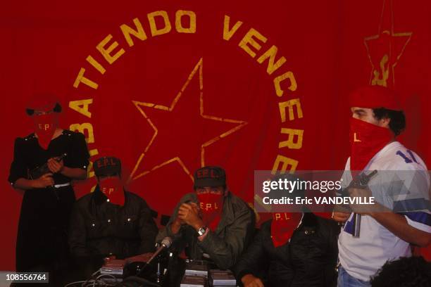 Press conference of the E.P.L in Colombia in February , 1988.