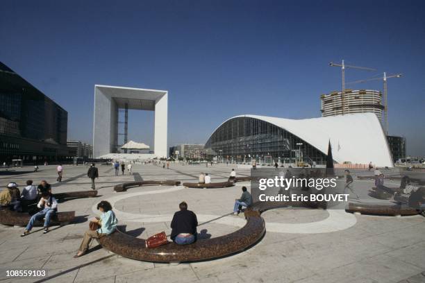 The CNIT and the Grande Arche in Paris, France on September 25th, 1989.