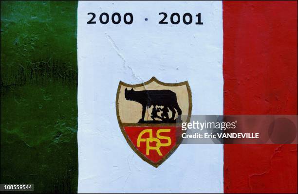 The "Roma Club Testaccio" in Rome's popular Testaccio section, the traditional neighorhood of AS Roma supporters. Supporters gather on Sundays to...