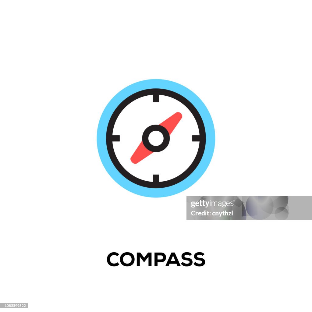 Flat line design style modern vector Compass icon
