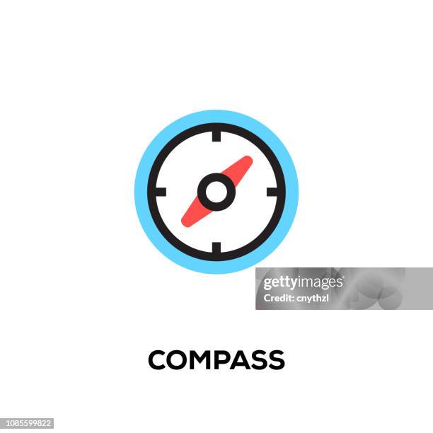 flat line design style modern vector compass icon - phone compass stock illustrations