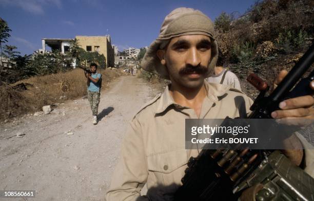 West Beirut: Druze forces led by Walid Jumblatt in Beirut, Lebanon in August, 1989.