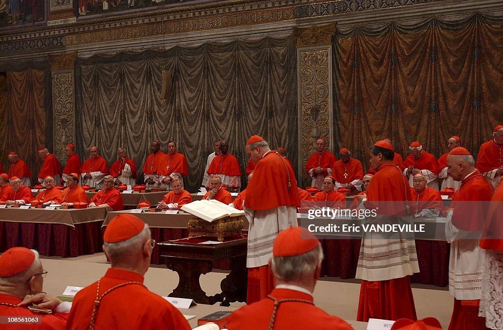 Roman Catholic cardinals filed into the Sistine Chapel for a conclave to elect a successor to Pope John Paul II in Rome, Italy on April 18, 2005.