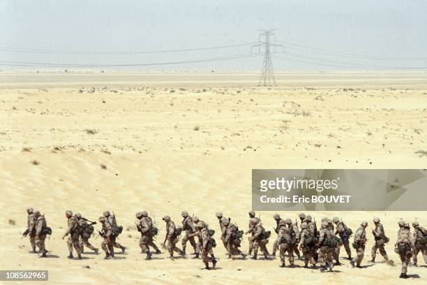 American troops at Dahran airport in Saudi Arabia, during Operation Desert Shield, August 23rd, 1990.
