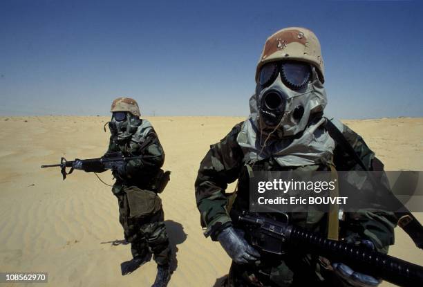 Marines from the 7th Brigade Marines in Jubail in Saudi Arabia on August 23rd, 1990.