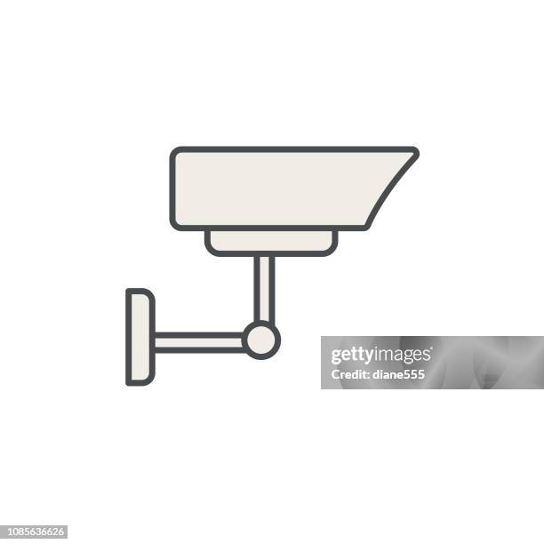 security camera thin line real estate icon set - home security camera stock illustrations