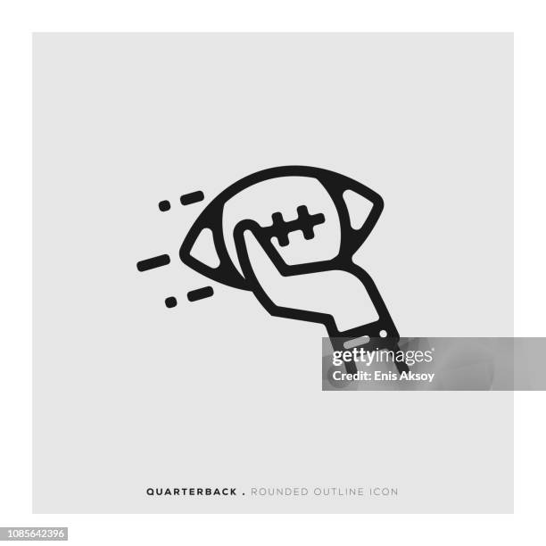 quarterback rounded line icon - quarterback throwing stock illustrations