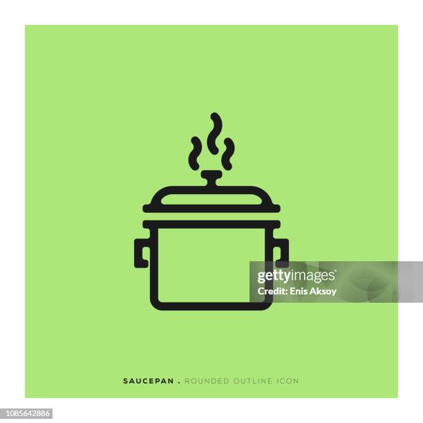 ilustrações de stock, clip art, desenhos animados e ícones de saucepan rounded line icon - panela