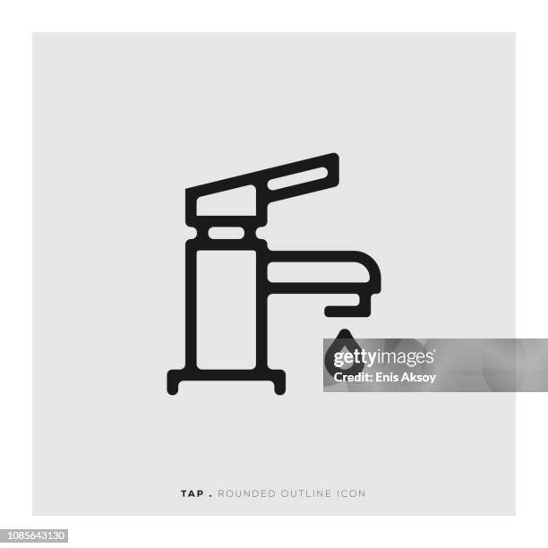 stockillustraties, clipart, cartoons en iconen met tik pictogram afgeronde lijn - water valve