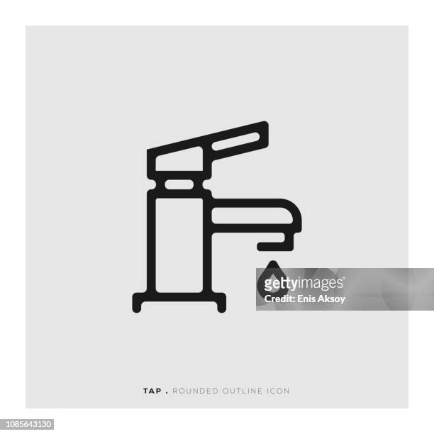 tap rounded line icon - water valve stock illustrations