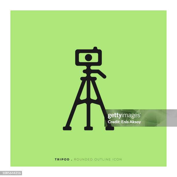 tripod rounded line icon - tripod stock illustrations