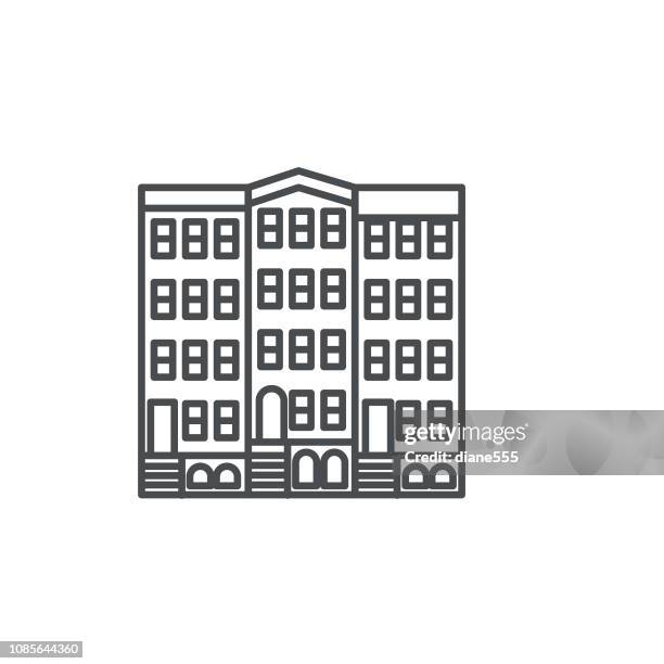 row house thin line real estate icon - housing complex stock illustrations