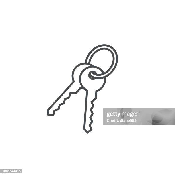 ilustrações de stock, clip art, desenhos animados e ícones de key ring thin line real estate icon - porta chave