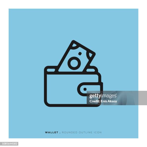 wallet rounded line icon - handbag icon stock illustrations