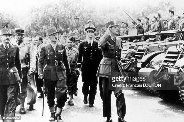 General Charles de Gaulle and General Leclerc in Paris, France in October 1945.