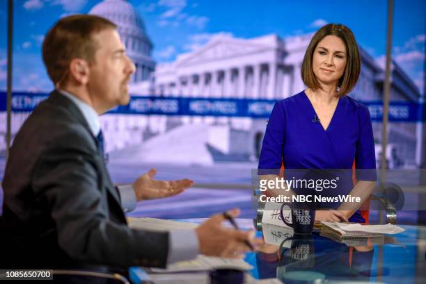 Pictured: Moderator Chuck Todd and Heidi Przybyla, NBC News National Political Reporter, appear on "Meet the Press" in Washington, D.C., Sunday, Jan....