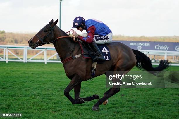 Aidan Coleman riding Paisley Park clear the last to win The JLT Hurdle at Ascot Racecourse on December 22, 2018 in Ascot, England.