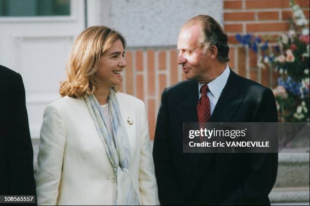 Cristina and Juan Carlos in the engagement of Christina of Spain and Inaki Urdangarin in Madrid, Spain on May 3rd, 1997.