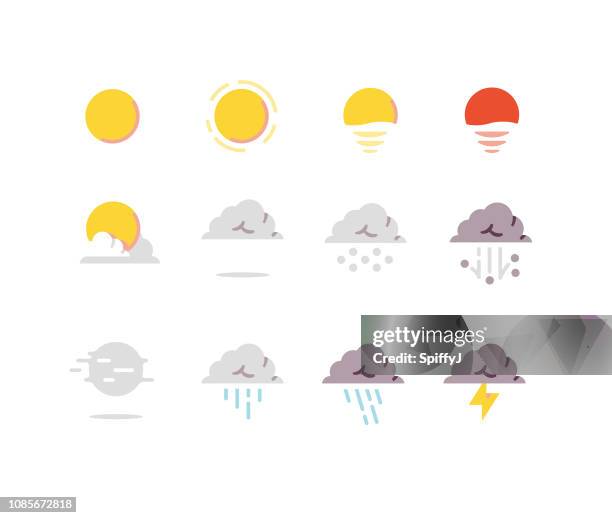 illustrazioni stock, clip art, cartoni animati e icone di tendenza di meteo icone piatte serie 1 - sun icon