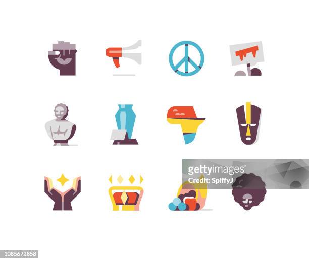 black history month flat icons series - sculpture stock illustrations