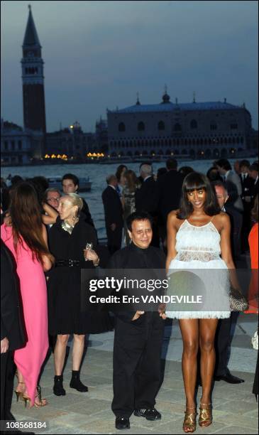 Azzedine Alaia and Naomi Campbell at the party in Venice at San Giorgio Island offered by french billionaire Francois Pinault with Salma Hayek,who is...