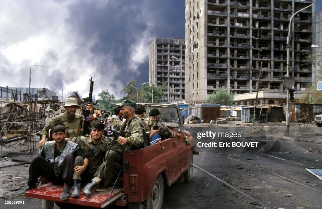 Grozny, Russia besieged by the Russian army in August, 1996.