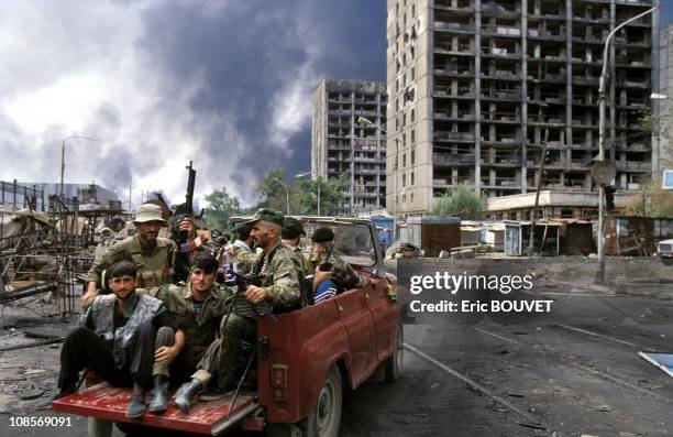 Grozny, Russia besieged by the Russian army in August, 1996.