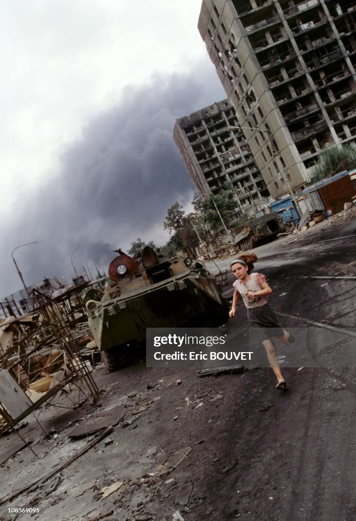 Grozny, Russia besieged by the Russian army in August, 1996.