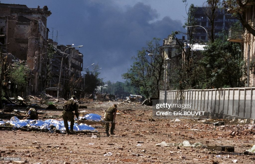 Grozny, Russia besieged by the Russian army in August, 1996.