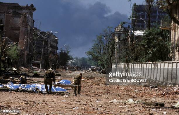 Grozny, Russia besieged by the Russian army in August, 1996.