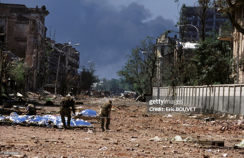 Grozny, Russia besieged by the Russian army in August, 1996.