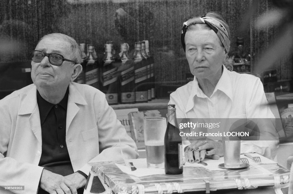 Jean-Paul Sartre and Simone de Beauvoir in Rome, Italy in September, 1978.