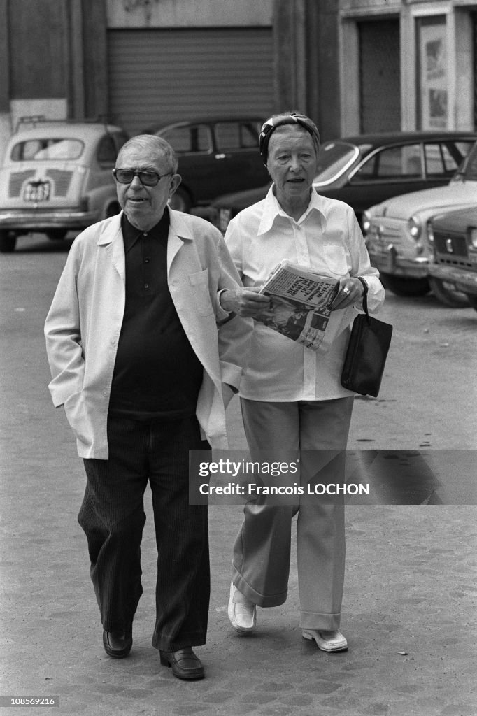 Jean-Paul Sartre and Simone de Beauvoir in Rome, Italy in September, 1978.