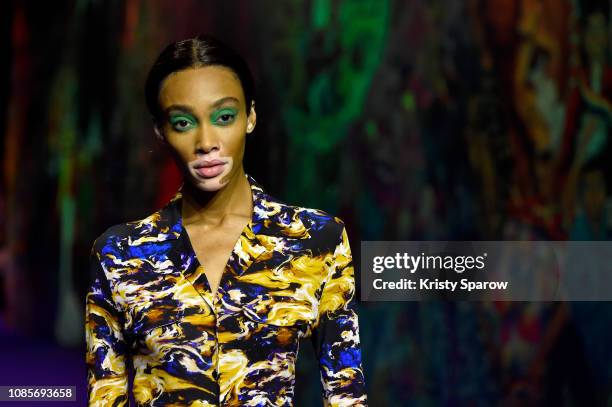 Model Winnie Harlow walks the runway during the Kenzo Menswear Fall/Winter 2019-2020 show as part of Paris Fashion Week on January 20, 2019 in Paris,...