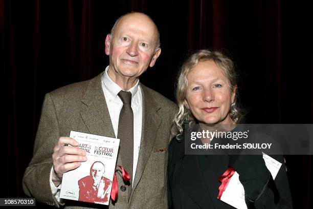 Cannes Film Festival, president Gilles Jacob and fashion designer Agnes B in Paris, France on February 24, 2005.